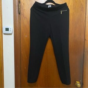Anne Klein Slim Leg Ankle Pants Black Gold Detail Size Medium
